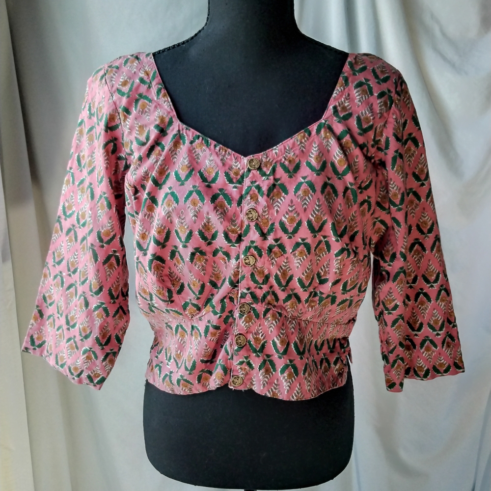 Elegant Pink Patterned Blouse - image 1